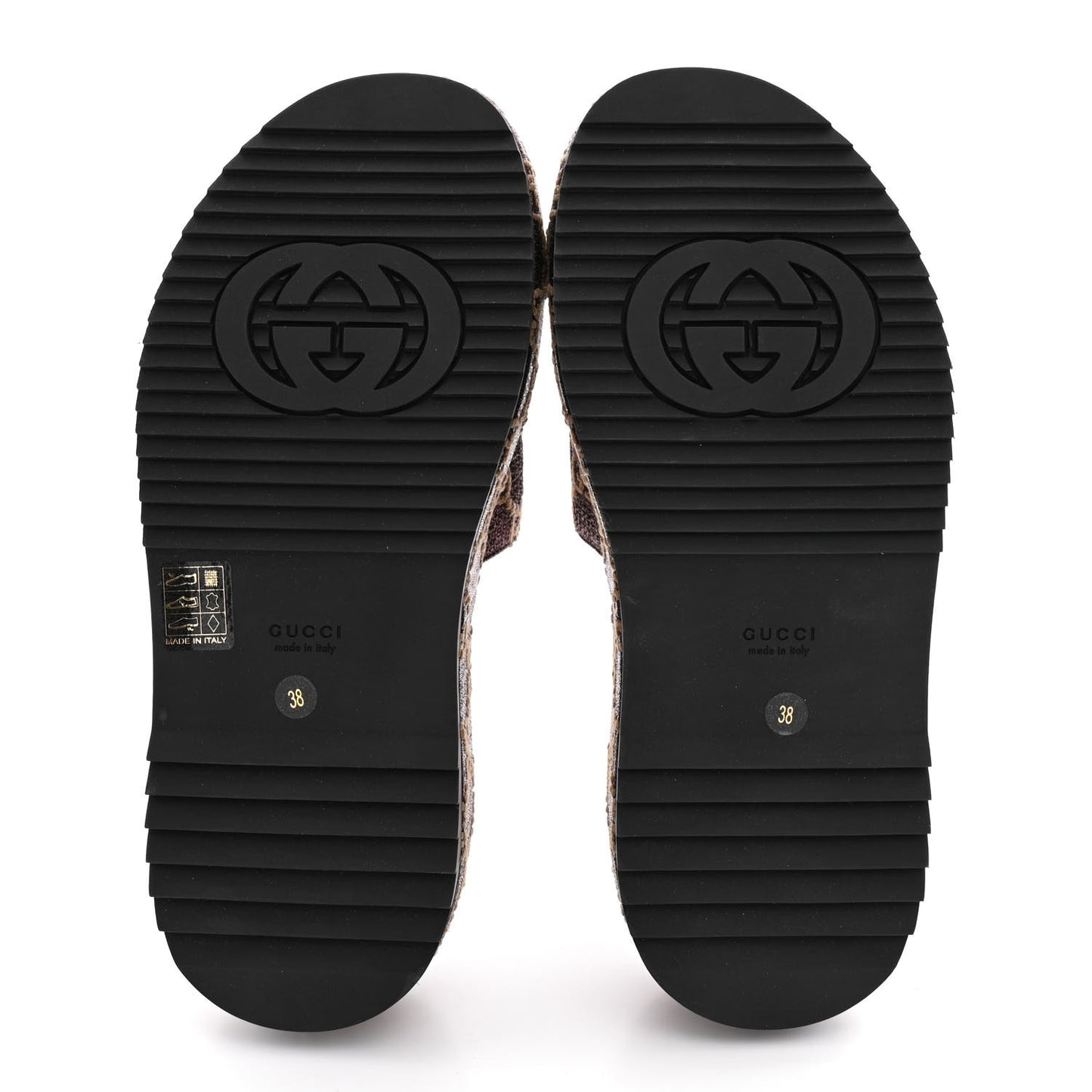 Lame GG Monogram Angelina Platform 55mm Slide Sandals 38 Brown Beige