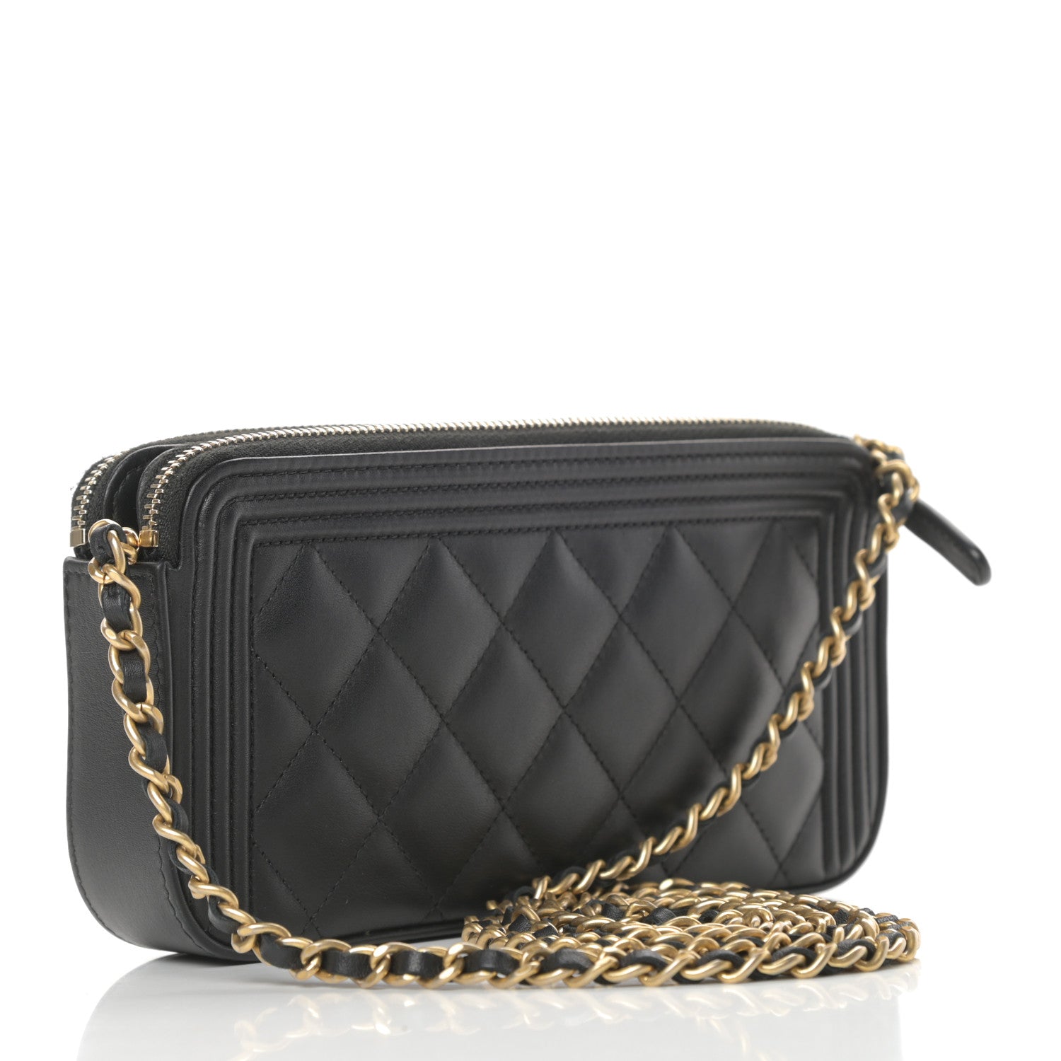 Chanel Lambskin Quilted Small Boy Clutch With Chain Black 3 of 18