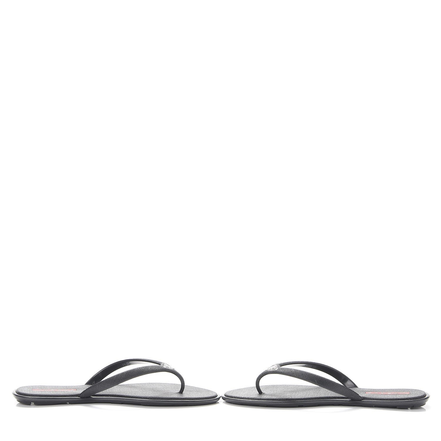 Prada Saffiano Sport Thong Sandals 37 Black 6 of 12