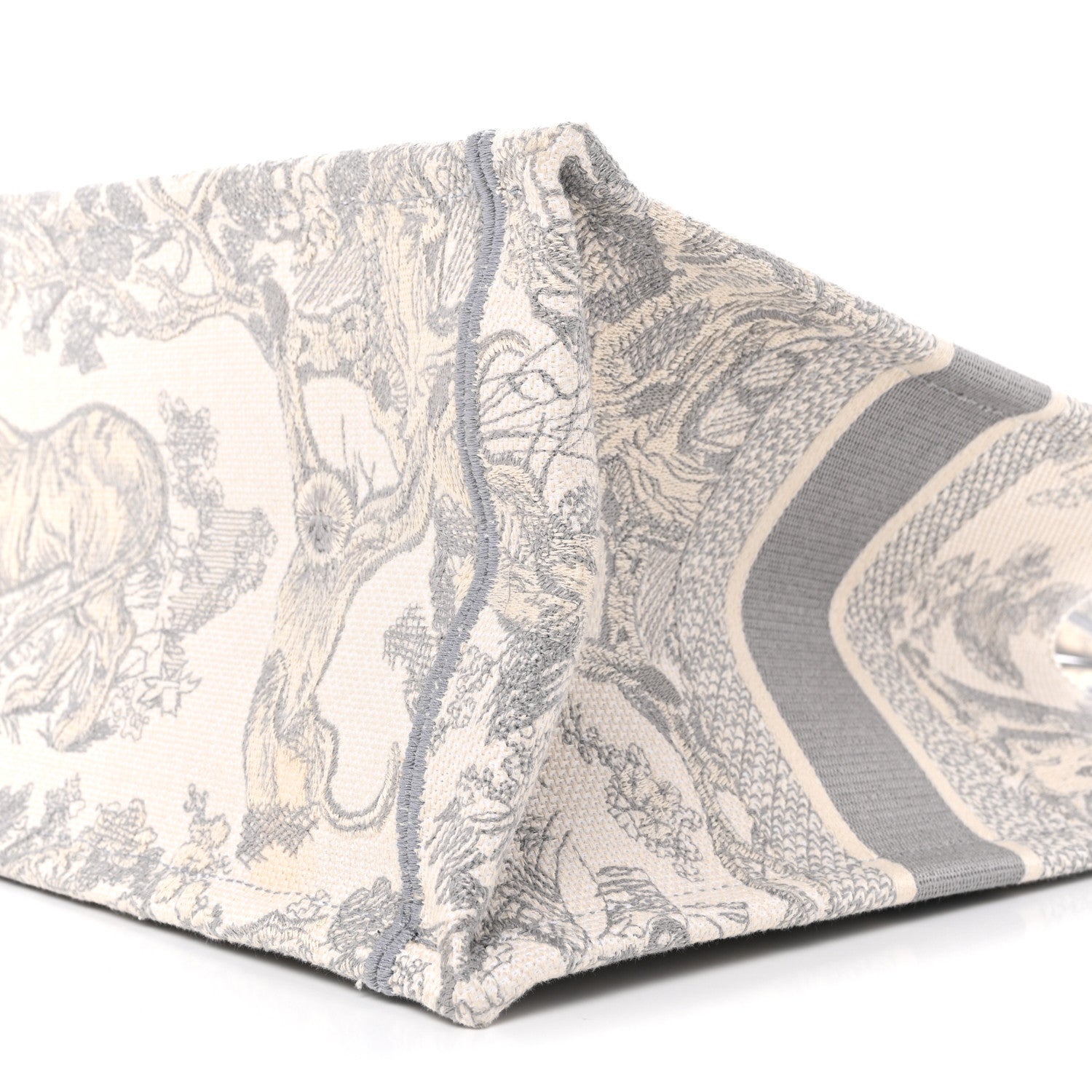 Christian Dior Canvas Embroidered Medium Dioriviera Toile De Jouy Book Tote Gray 10 of 14