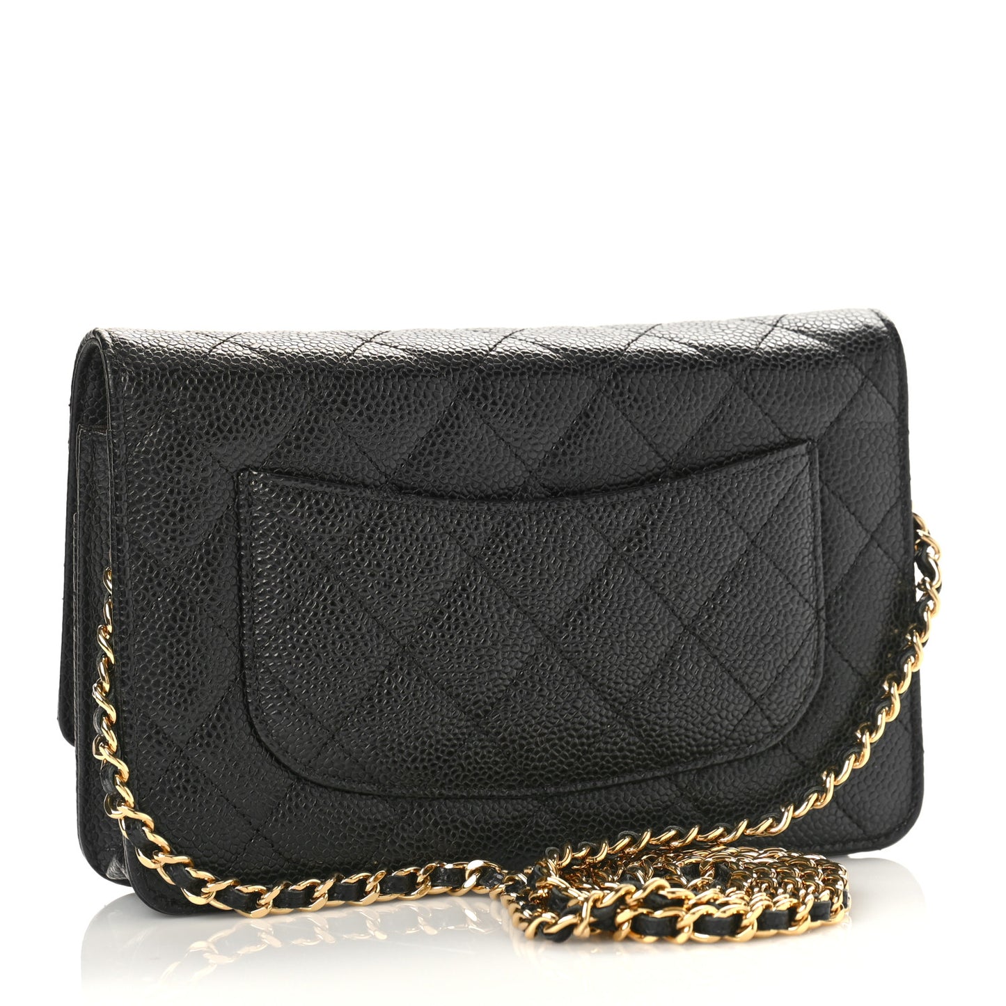 Caviar Quilted Wallet on Chain WOC Black