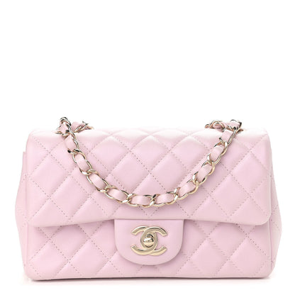Chanel Iridescent Calfskin Quilted Mini Rectangular Flap Light Pink 1 of 11