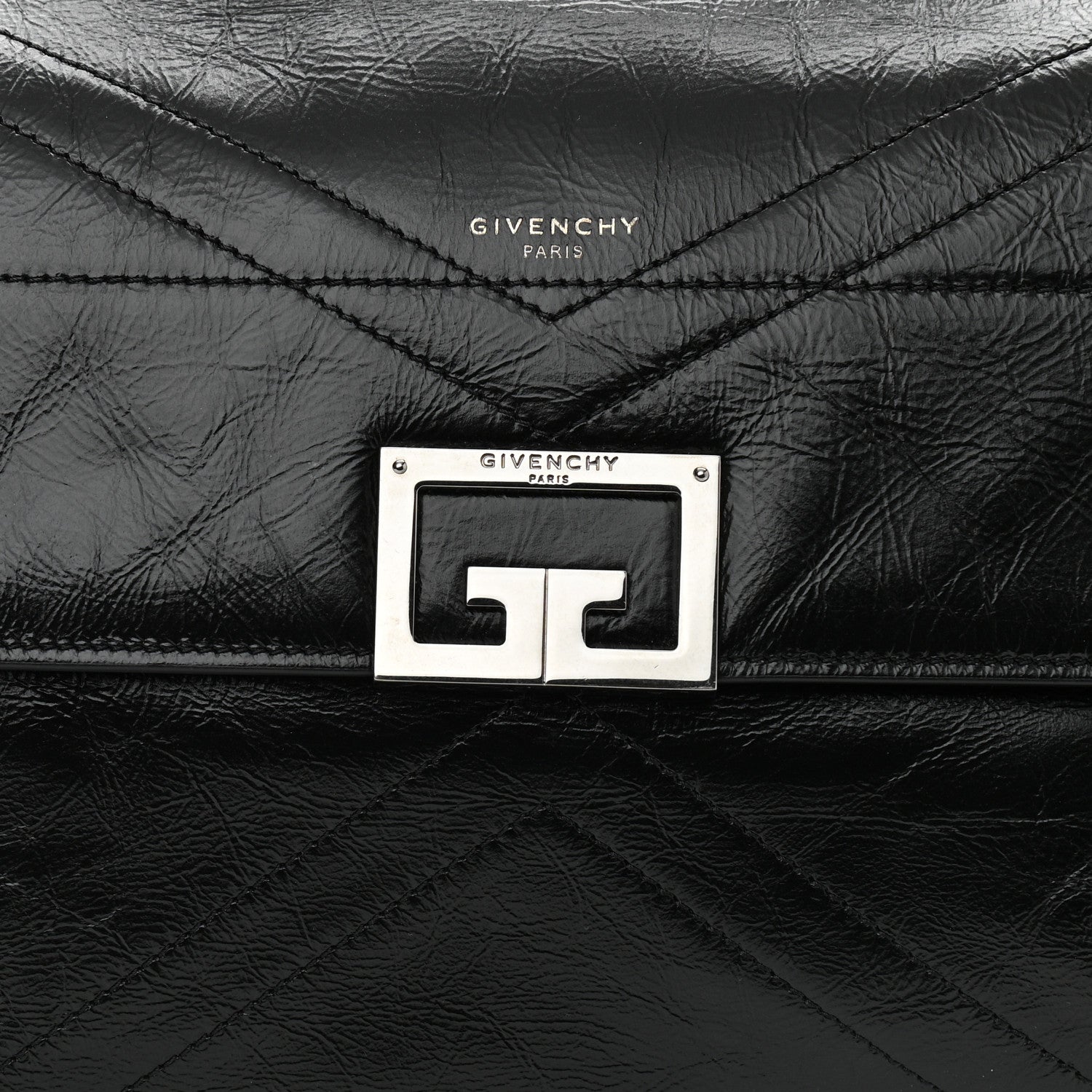 Givenchy Creased Patent Calfskin Medium ID Flap Black 7 of 10