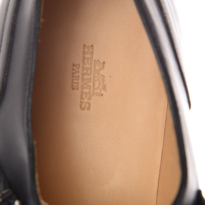 Hermes Calfskin Mens Double Buckle Loafers 44.5 Black 7 of 9