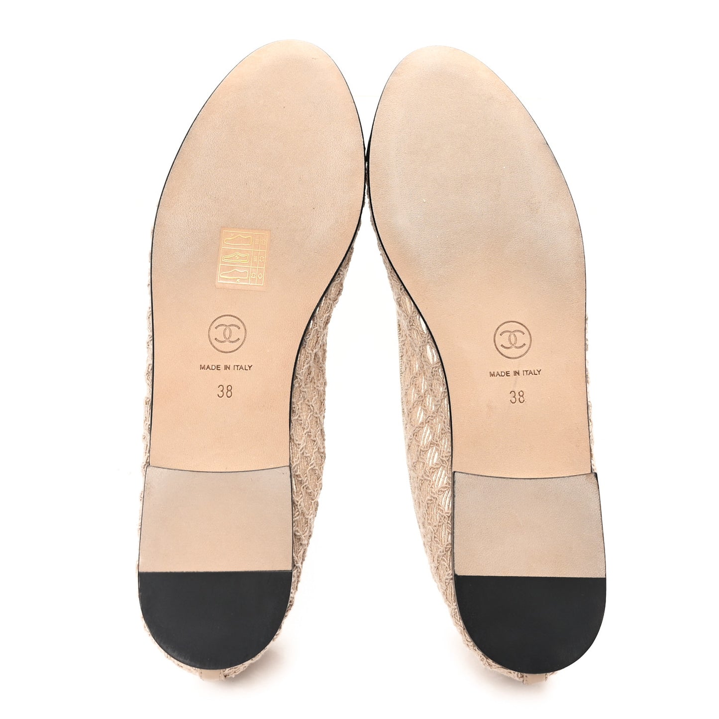 Mesh Crochet Grosgrain Cap Toe Ballerina Flats 38 Beige Black