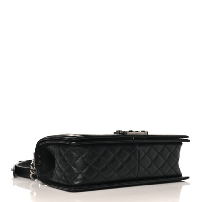 Chanel Calfskin Chevron Quilted Medium Boy Flap Black 4 of 9