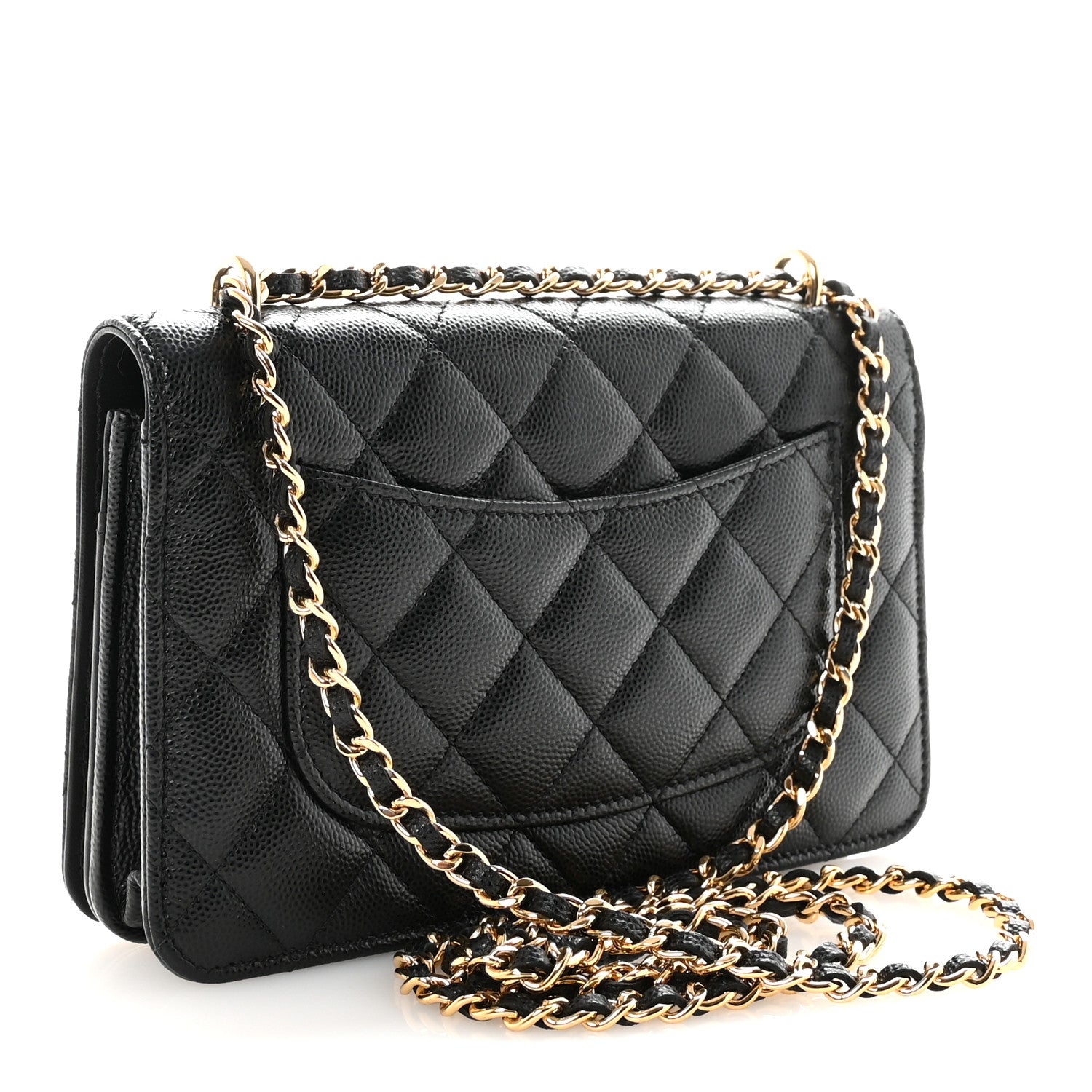 Chanel Caviar Quilted Pocket Clutch With Chain WOC Black 3 of 11