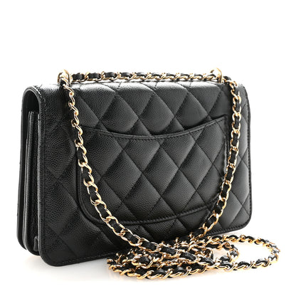 Chanel Caviar Quilted Pocket Clutch With Chain WOC Black 3 of 11
