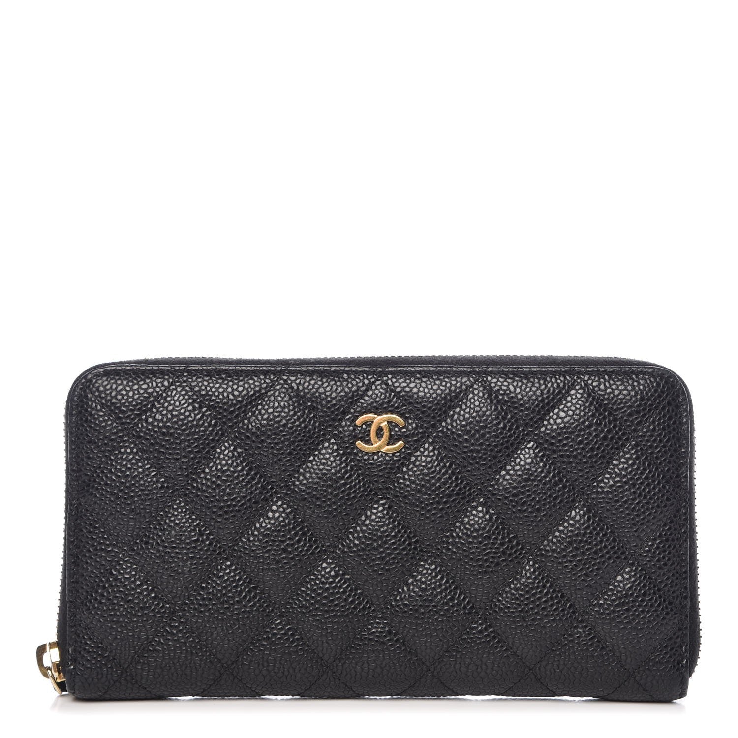 Chanel Caviar Quilted Large Gusset Zip Around Wallet Black 1 of 8