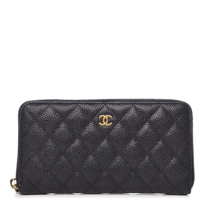 Chanel Caviar Quilted Large Gusset Zip Around Wallet Black 1 of 8