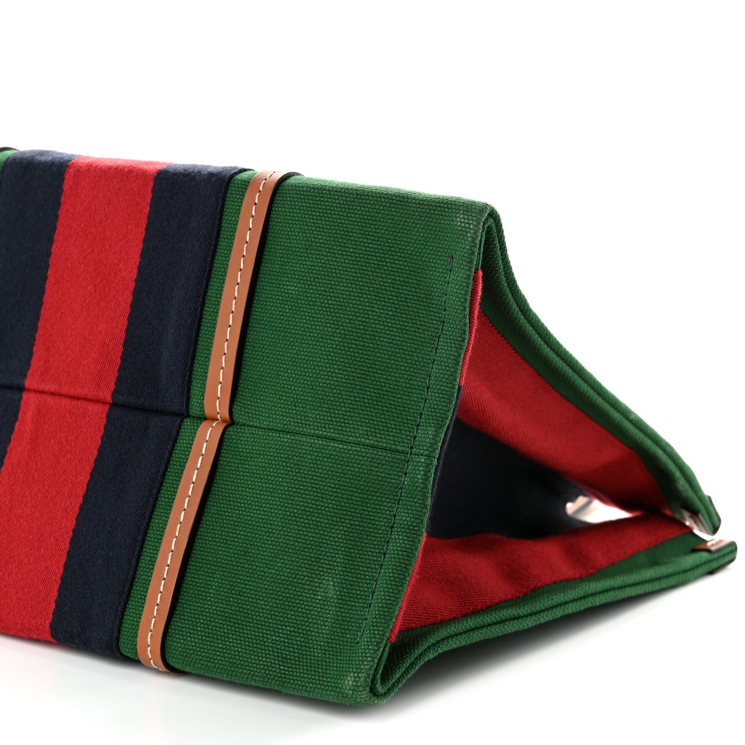 Gucci Canvas Calfskin Web Small Interlocking G Tote Bag Green Red 10 of 10