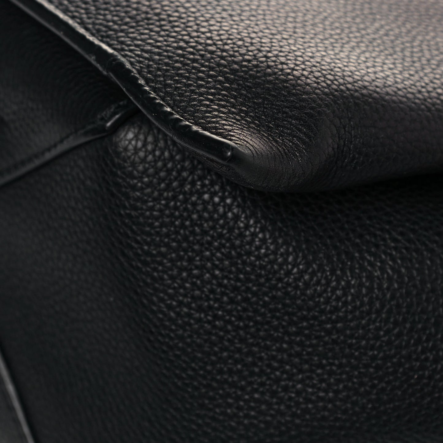 Baby Grained Calfskin Medium Tri-Fold Bag Black