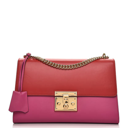 Gucci Moon Calfskin Bi-Color Medium Padlock Shoulder Bag New Rosette Hibiscus Red 1 of 8