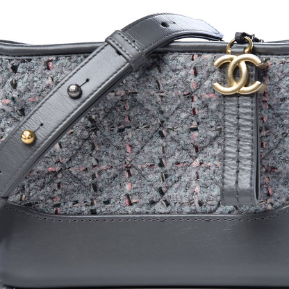 Chanel Tweed Calfskin Quilted Small Gabrielle Hobo Grey 10 of 10