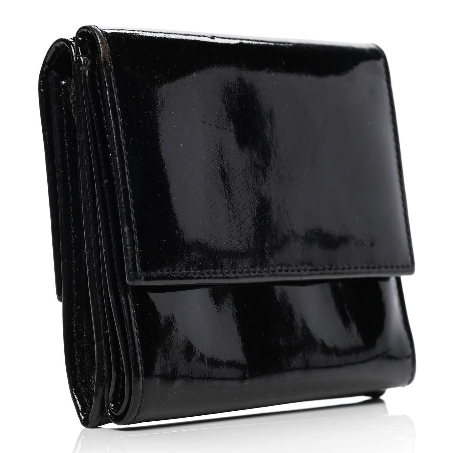 Patent Compact CC Flap Wallet Black