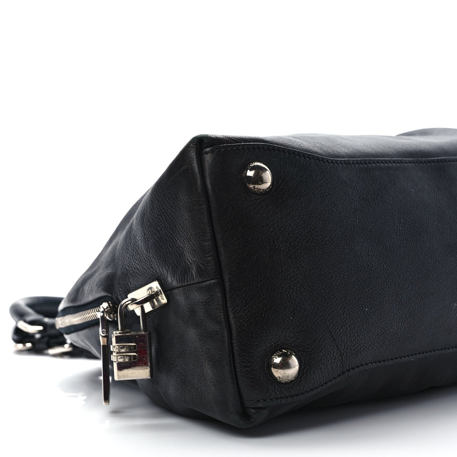 Prada Soft Calf Pleated Tote Black 6 of 9