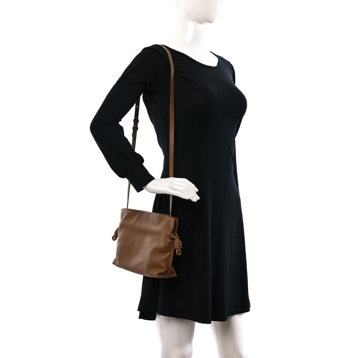 X SUNA FUJITA Nappa Flamenco Knot Clutch Brown