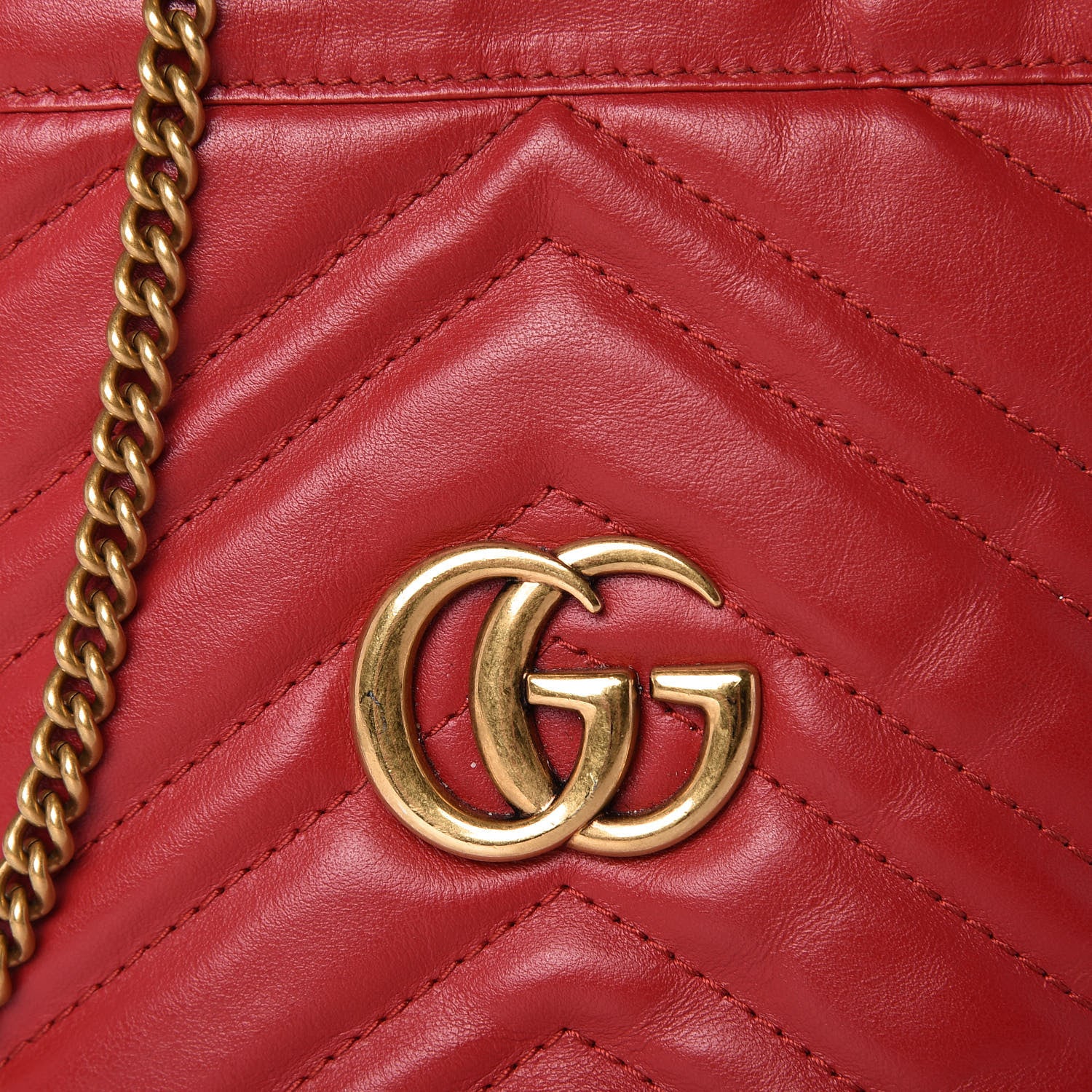 Gucci Calfskin Matelasse Mini GG Marmont 2.0 Bucket Bag Hibiscus Red 10 of 10