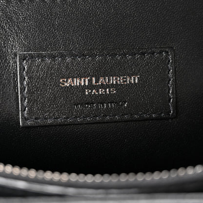 Saint Laurent Calfskin Crocodile Embossed Medium West Hollywood Monogram Fold-Over Black 6 of 13