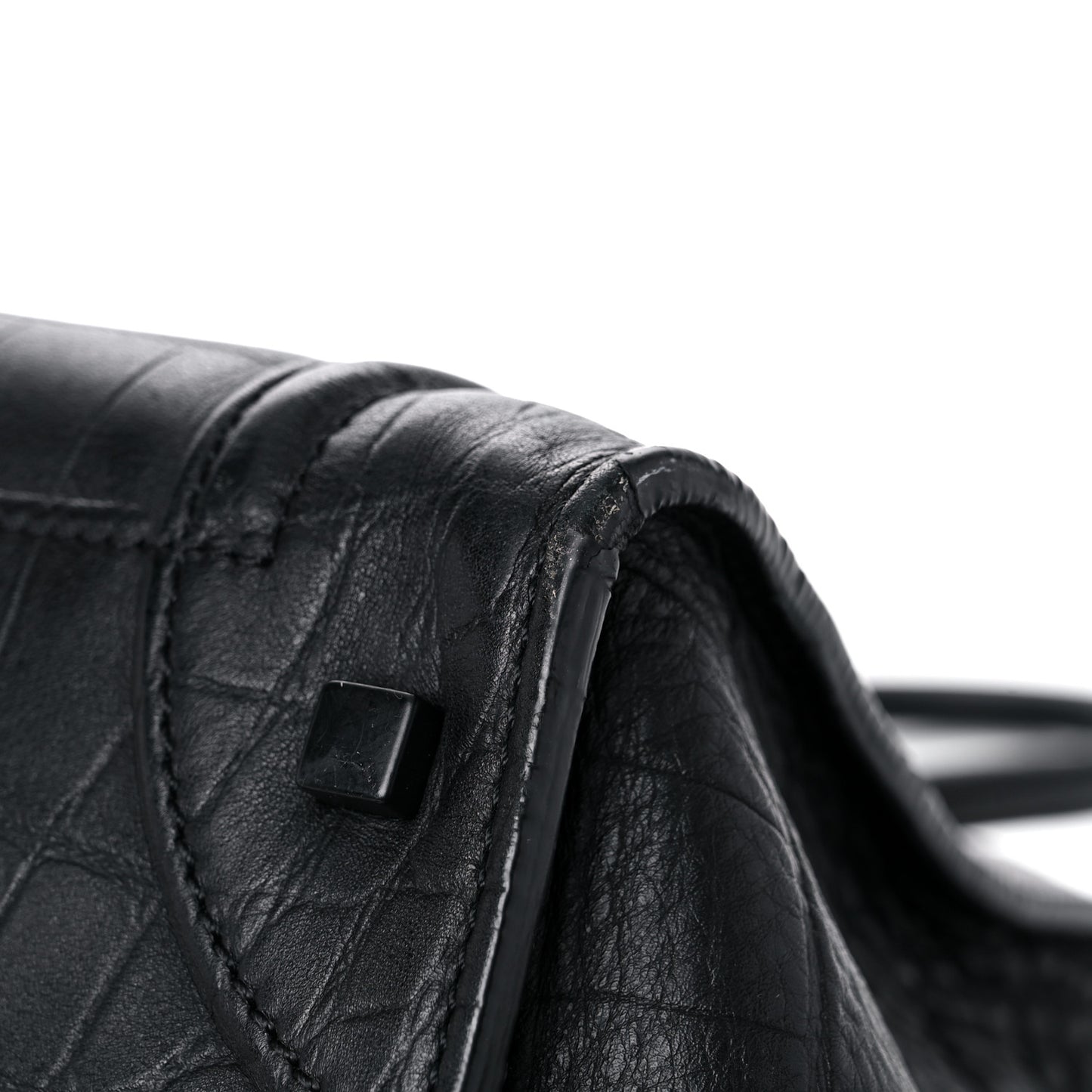 Calfskin Crocodile Embossed Medium Phantom Luggage Black