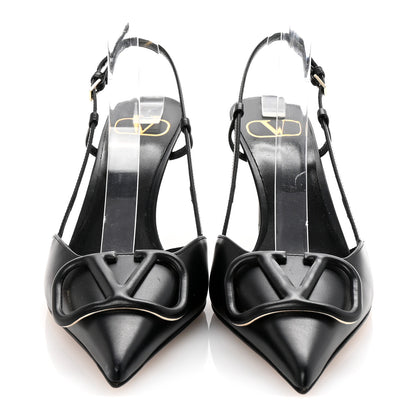Valentino Garavani Calfskin Tonal Vlogo Slingback 80mm Pumps 37.5 Black 3 of 10