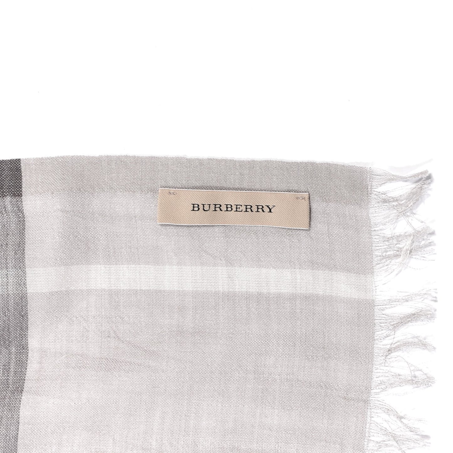 Linen Classic Check Check Lightweight Scarf Grey