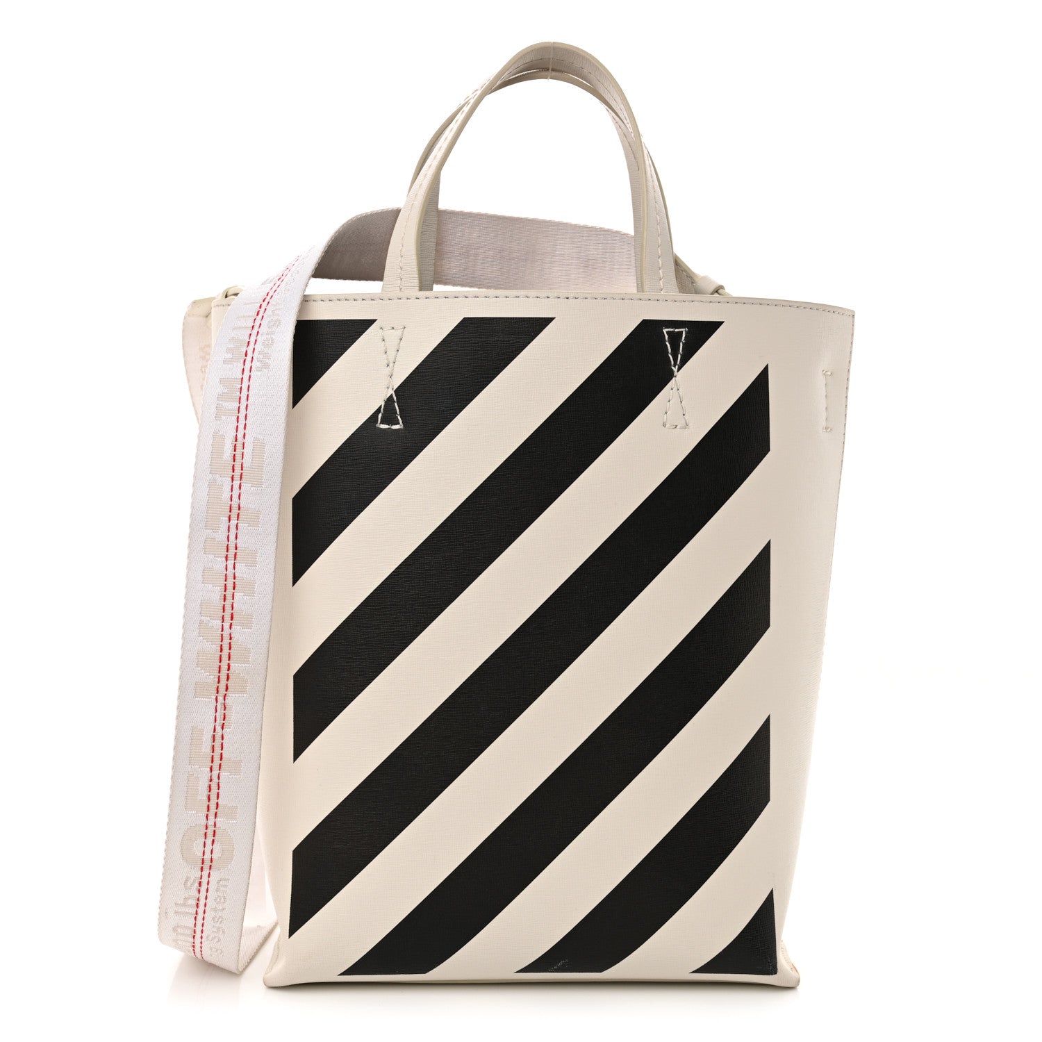 Off-White Saffiano Striped Diag Binder Crossbody White 1 of 16