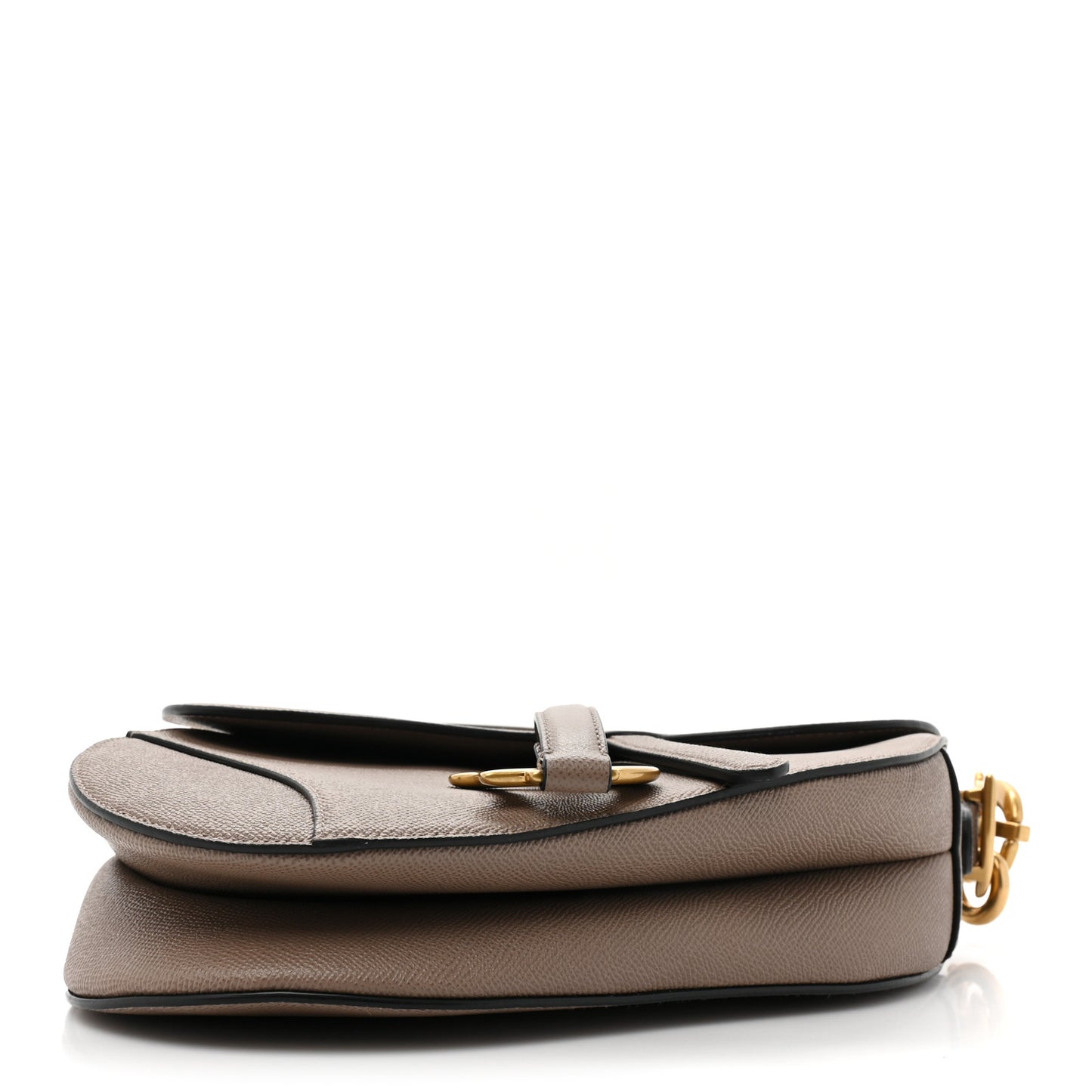 Grained Calfskin Saddle Bag With Strap Taupe