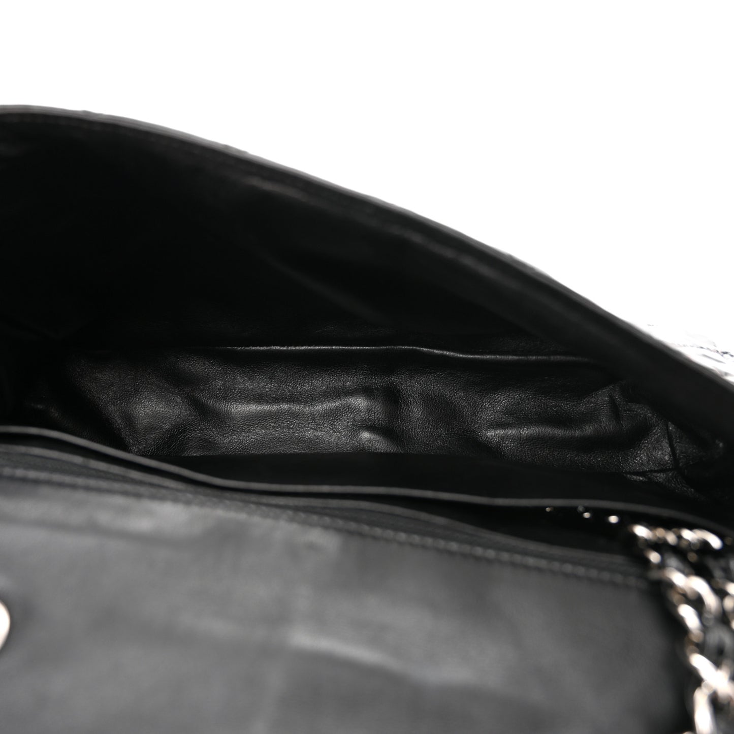 Patent Quilted Jumbo Single Flap Black