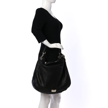 Jimmy Choo Calfskin Studded Small Sky Hobo Black 2 of 8
