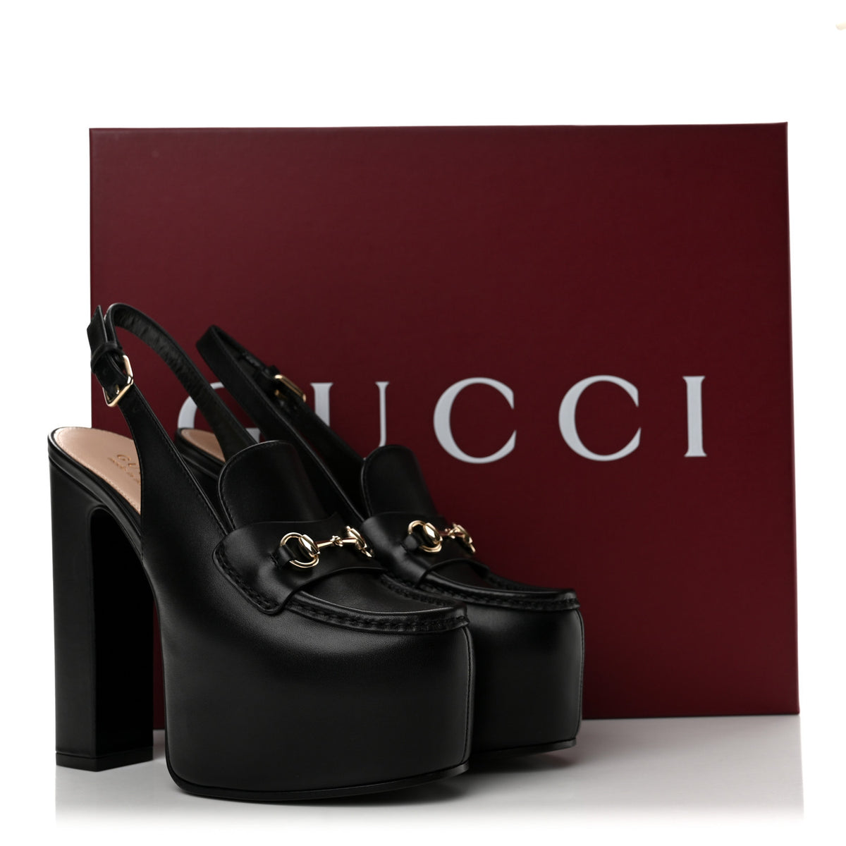 Gucci Calfskin Horsebit Platform 70/160mm Slingback Mules 36 Black 10 of 10