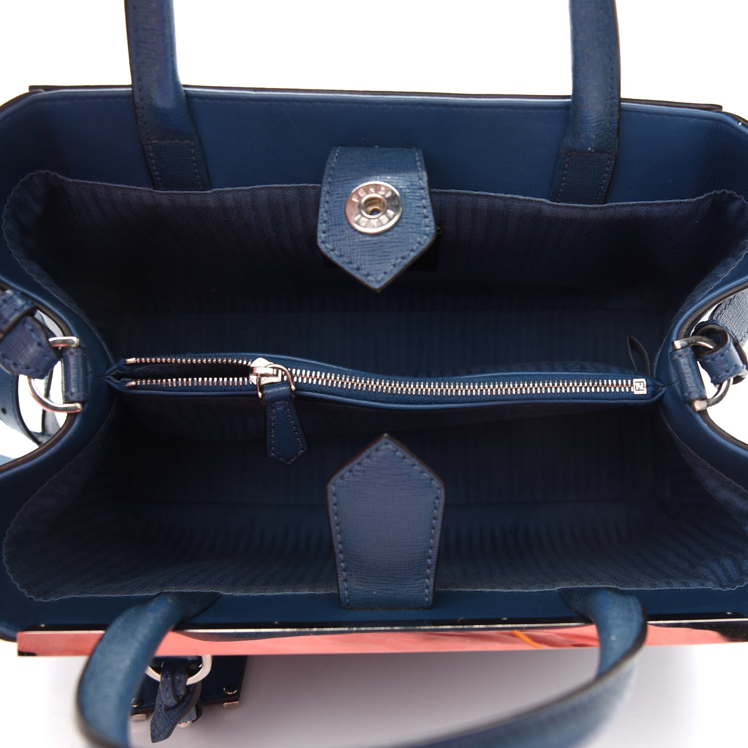 Fendi Vitello Elite Petite 2Jours Tote Blue Cobalto 4 of 8