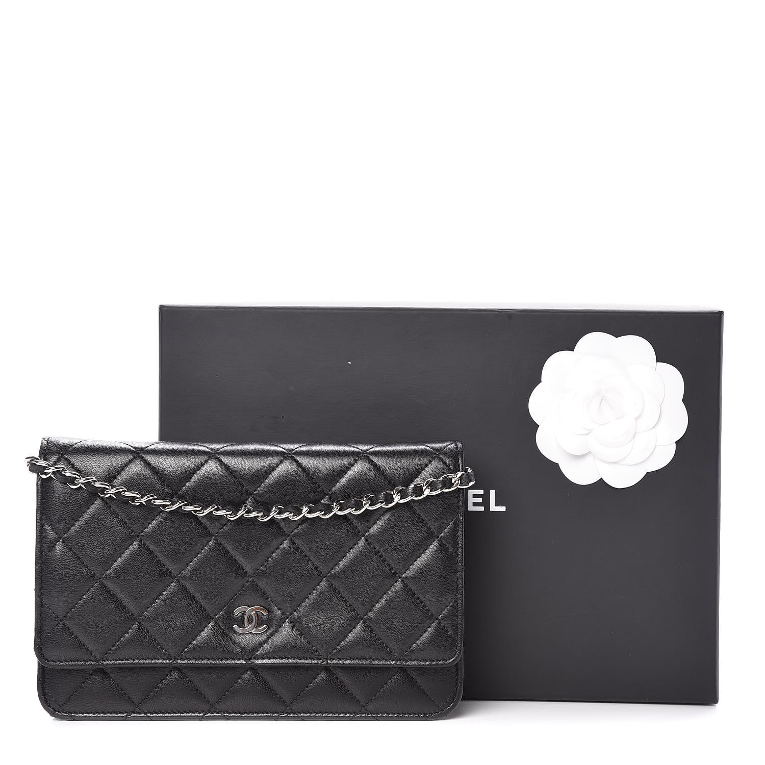 Chanel Lambskin Quilted Wallet On Chain WOC Black 12 of 12