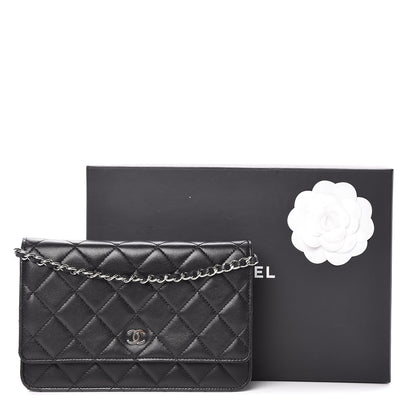 Chanel Lambskin Quilted Wallet On Chain WOC Black 12 of 12