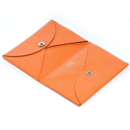 Hermes Chevre Calvi Card Case Orange 6 of 8