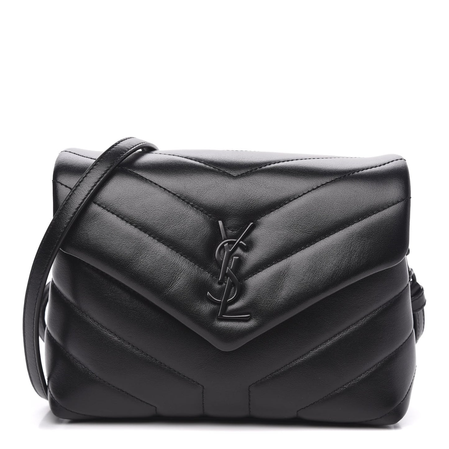 Calfskin Y Quilted Monogram Toy Loulou Crossbody Bag Black