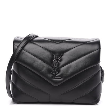 Saint Laurent Calfskin Y Quilted Monogram Toy Loulou Crossbody Bag Black 1 of 10
