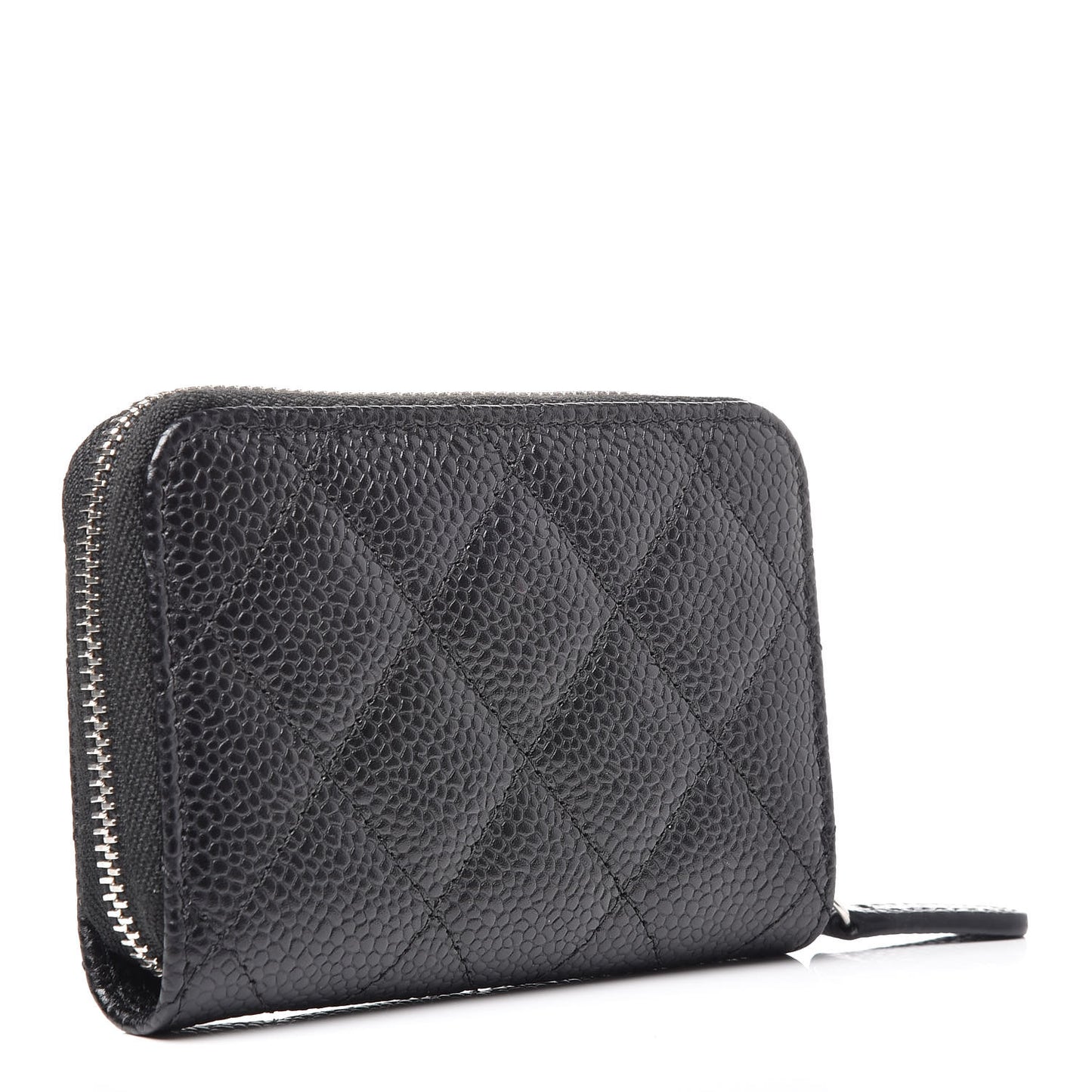 Caviar Quilted Zip Coin Purse Black