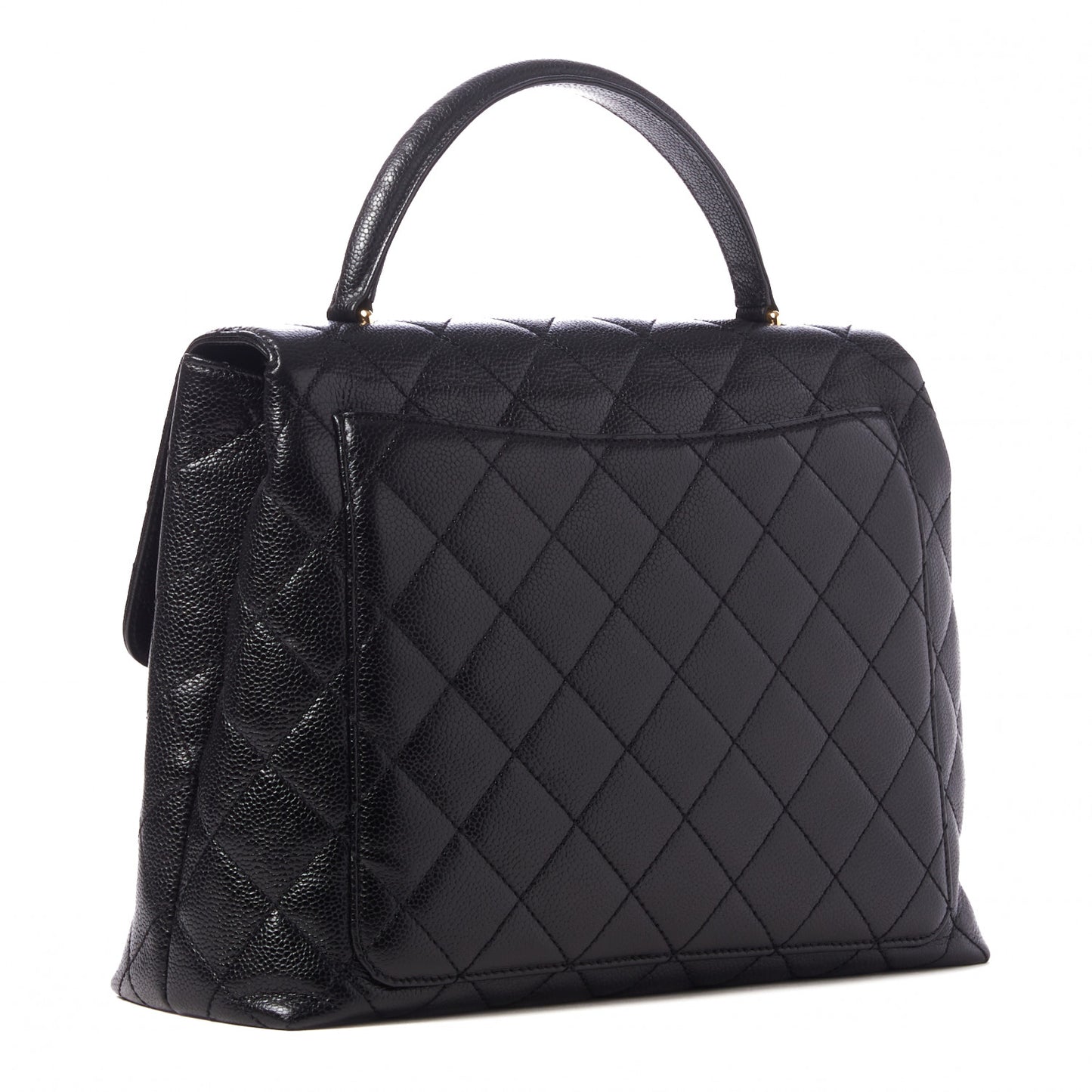 Caviar Quilted Jumbo Kelly Flap Black