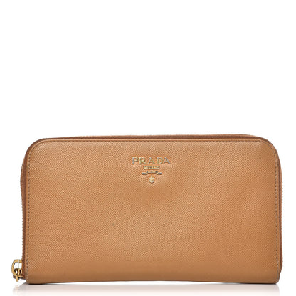 Prada Saffiano Zip Around Wallet Caramel 1 of 9