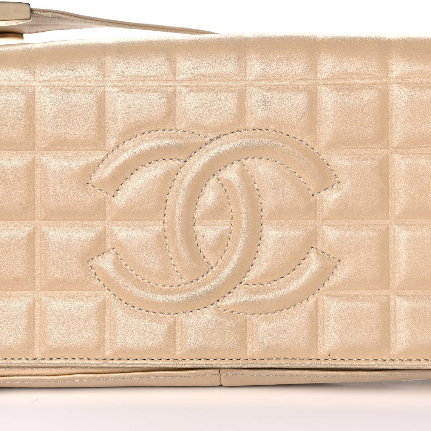 Lambskin Quilted CC Chocolate Bar Flap Beige
