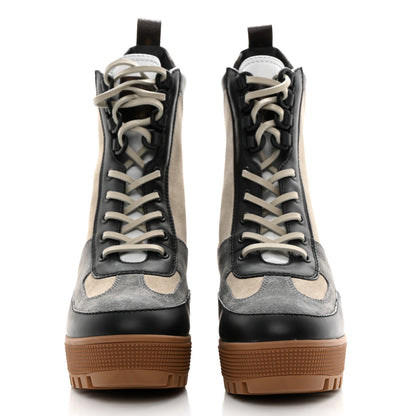 Louis Vuitton Suede Calfskin Monogram Platform Desert Boots 37 Gray 2 of 9