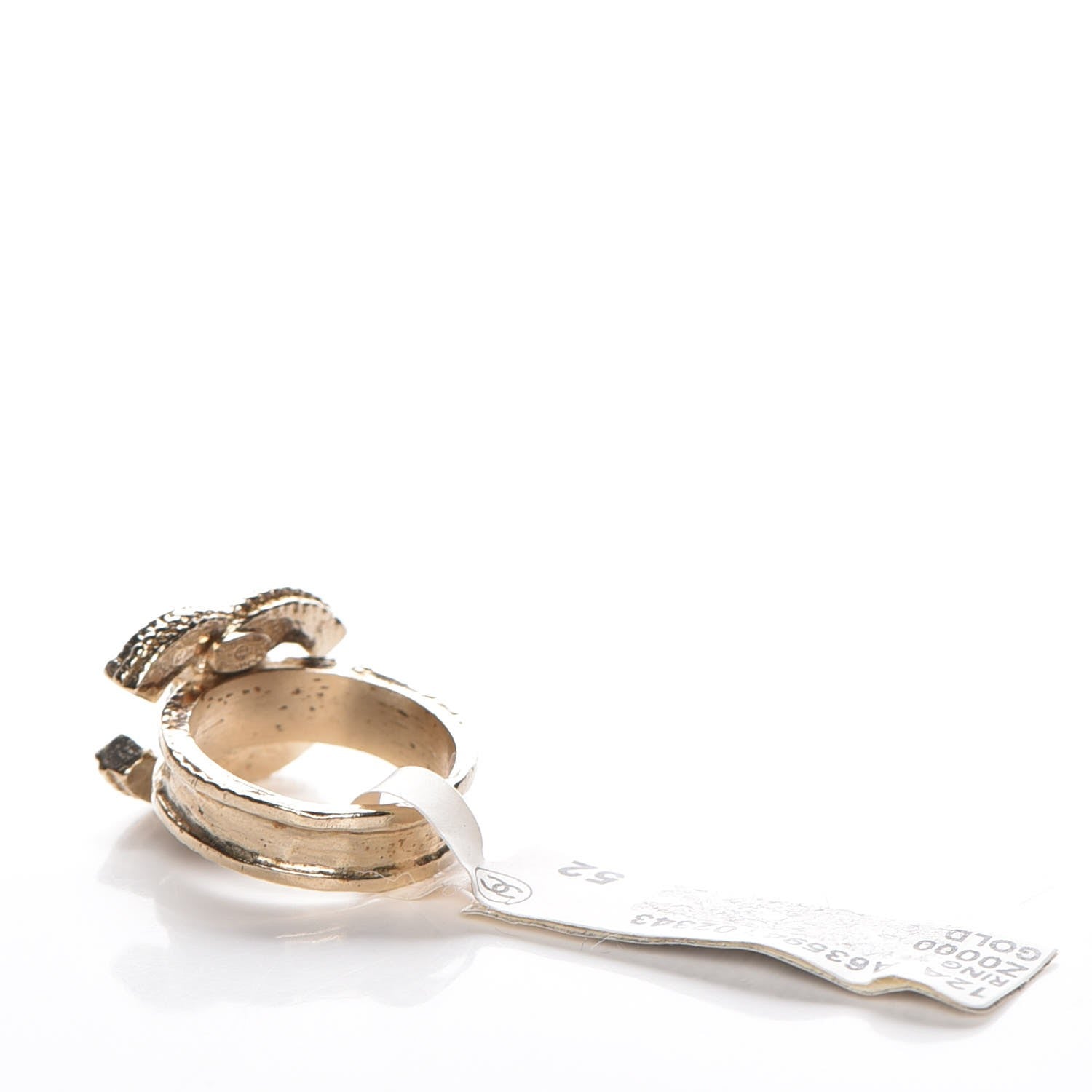 Chanel Glitter Enamel CC Ring 52 6 Grey Gold 3 of 5