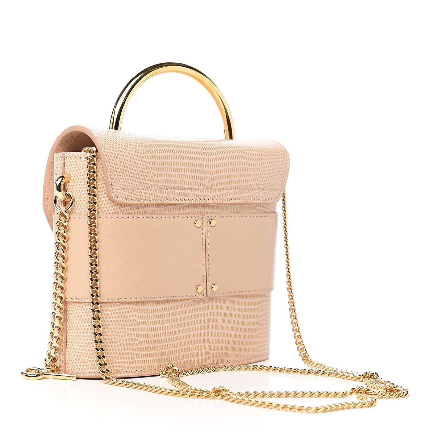 Calfskin Lizard Embossed Small Aby Lock Delicate Pink
