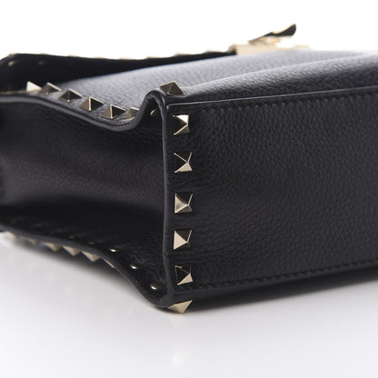 Valentino Garavani Pebbled Calfskin Small Rockstud Single Handle Flap Bag Black 8 of 10