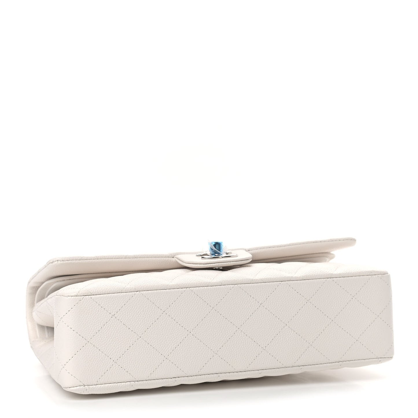 Caviar Quilted Medium Double Flap White