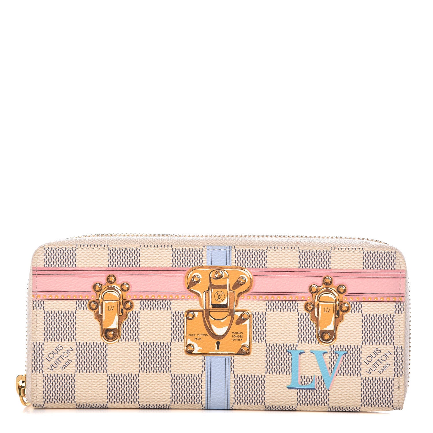 Louis Vuitton Damier Azur Summer Trunks Clemence Wallet 1 of 13