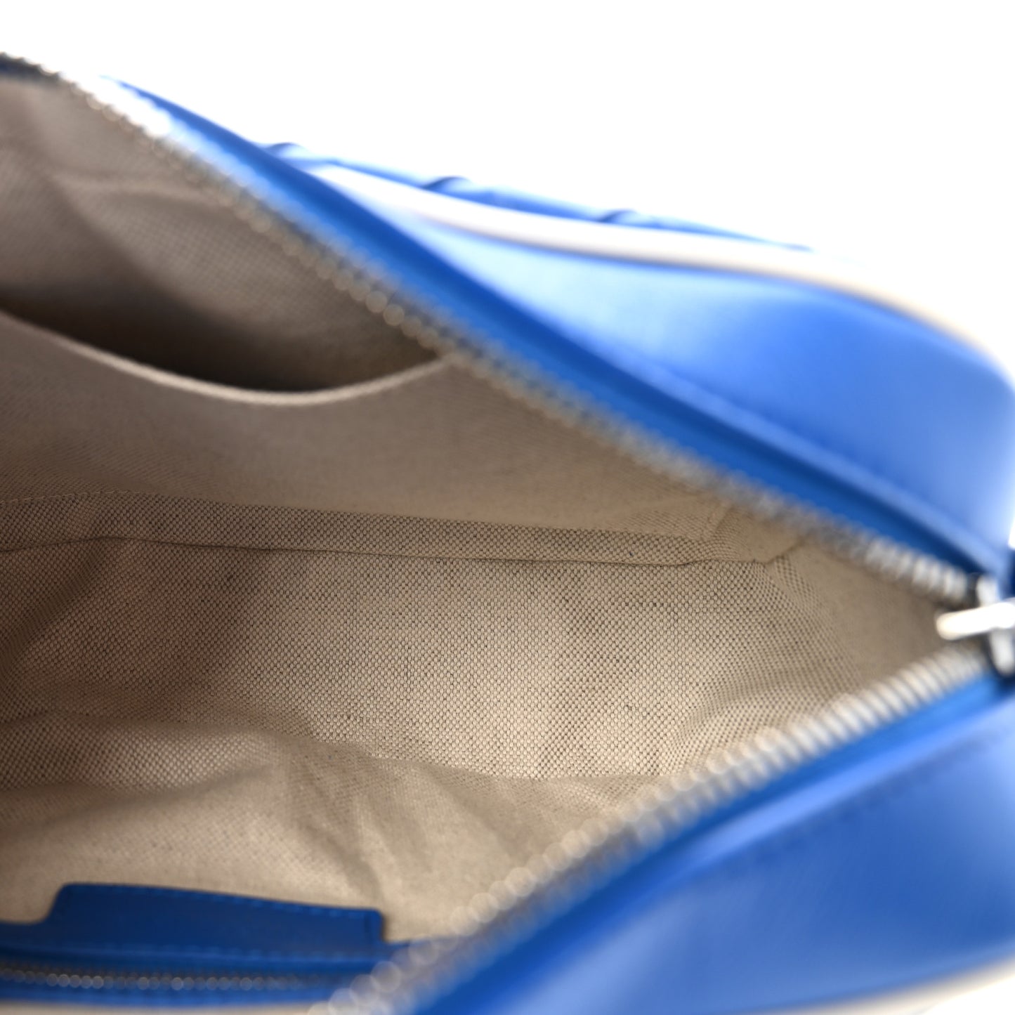 Calfskin Intrecciato Small Camera Bag Cobalt White