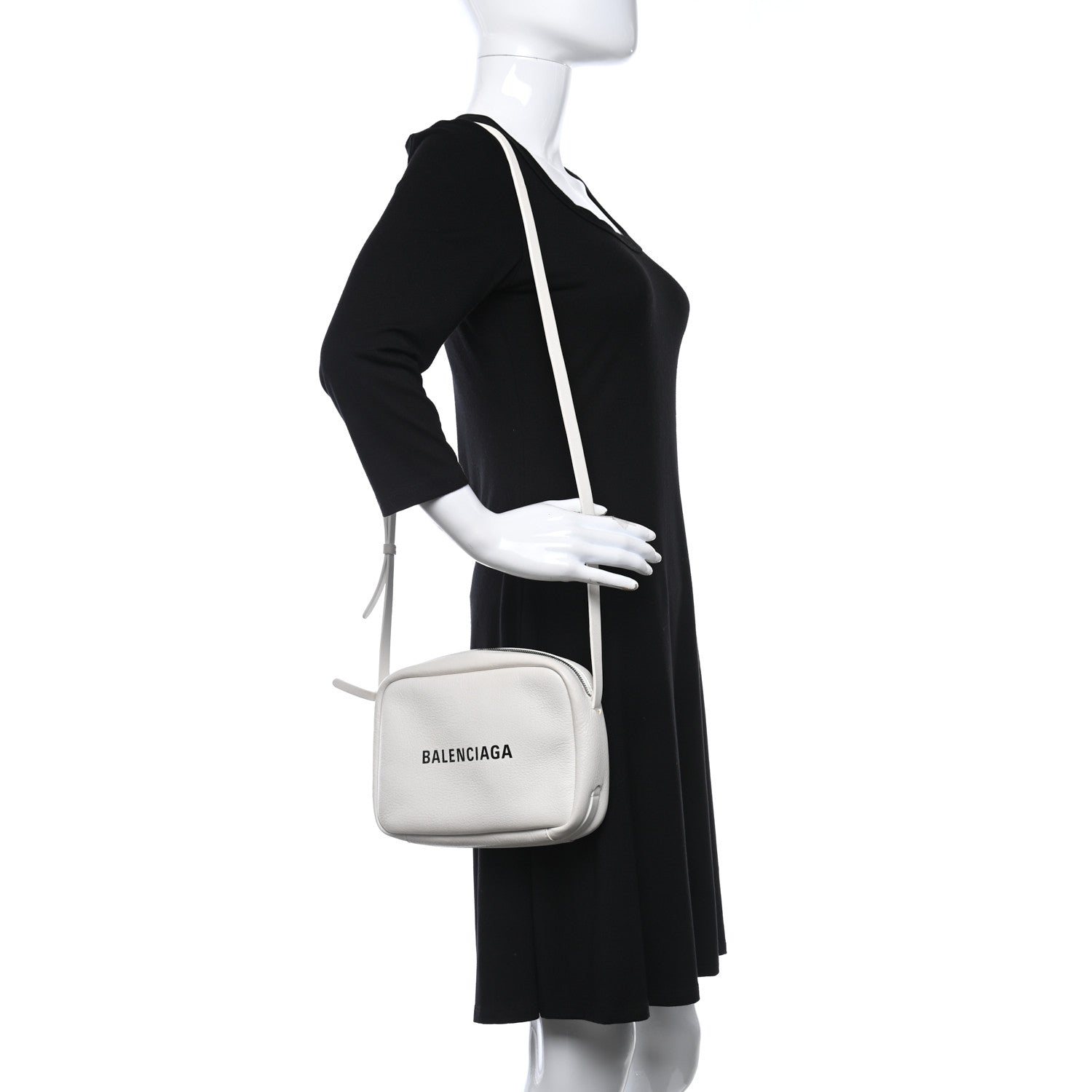 Balenciaga Calfskin Logo S Everyday Camera Bag White 2 of 18