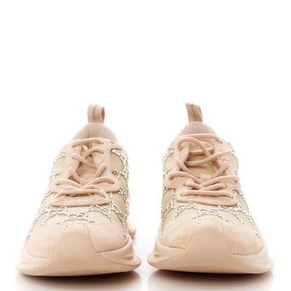 Gucci Tela Retino Mesh Crystal Suede GG Monogram Womens Gucci Run Sneakers 36.5 Light Powder Skin Rose Silver 2 of 10